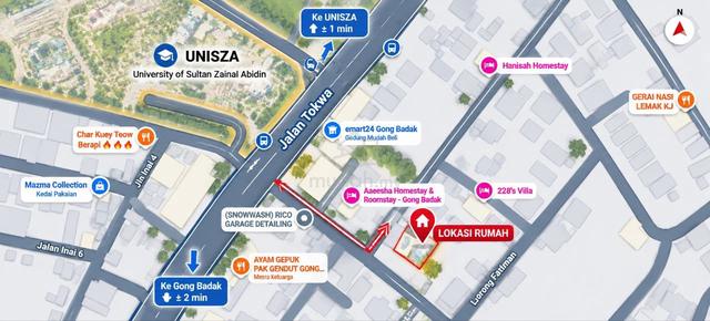 TANAH sekali Rumah Kampung, Depan UNISZA Kg Jati Gong Badak 1