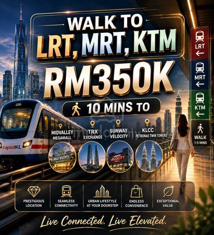 Only Here! 10Min to Midvalley,Velo,TRX【Walk to LRT,MRT,KTM】Month1.5K! 1