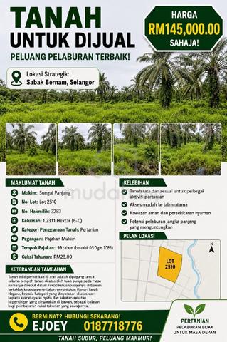 Tanah Pertanian 1.5 Ekar Di Sungai Panjang Sabak Bernam 1