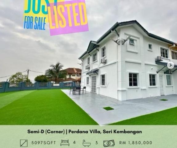 Rare corner 2 Storey Semi D House Bandar Putra Permai near MRT 1