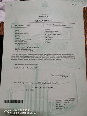Tanah Getah Kg Bukit Nasi Manis,Mukim Jedok,Tanah Merah 1