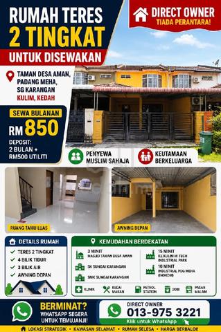 Untuk Disewa Teres 2 Tingkat Taman Desa Aman 1