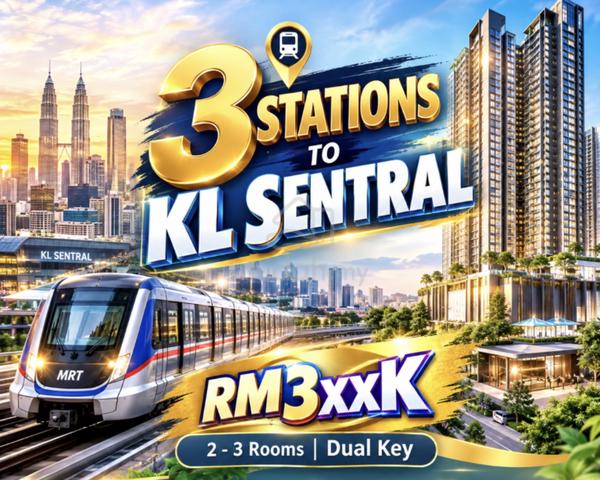 KLCC View【 LRT/MRT Sungai Besi - 3 stations to KL Sentral 】2 Rooms Dual Key 1