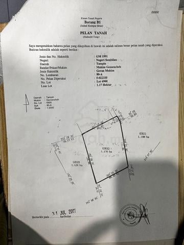 Negeri Sembilan Gemencheh Agricultural Freehold Land For Sale 1