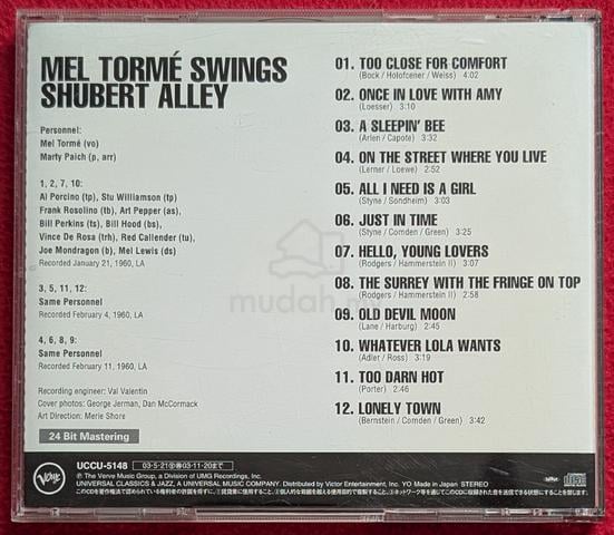 Mel Torme SWINGS SHUBERT ALLEY Japan CD - photo 4 of 4