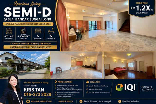 SL 4 Double Storey Semi D,40x80, Freehold, Near by Utar, Partly Reno 1