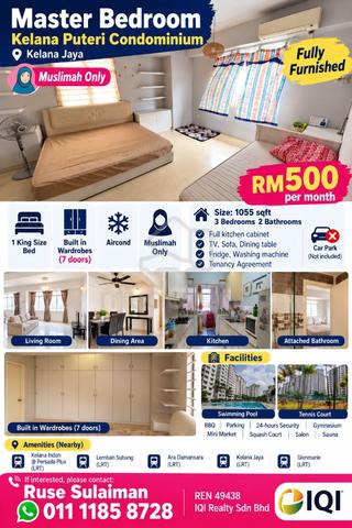 2 bilik sewa perempuan melayu Kelana Puteri Condominium Kelana Jaya 1
