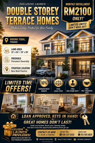 *NewProject* NibongTebal 2StoreyTerrace Sale near BukitPanchor FreeMOT 1