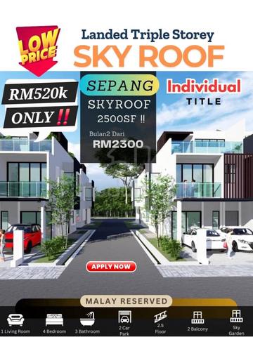 HOT AREA🔥‼️3 Storey SKY ROOF Taman Desa Restu Kota Warisan Sepang 1