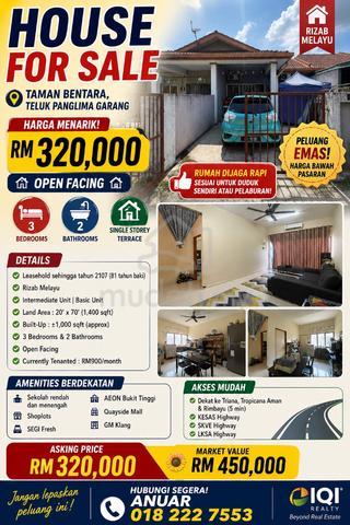 OPEN FACING Taman Bentara Teluk Panglima Garang Klang 1
