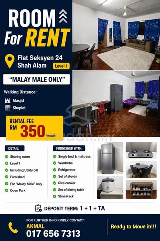 [Level1✅ Furnished✅ Well Kept✅] Room Seksyen 24 Shah Alam 1