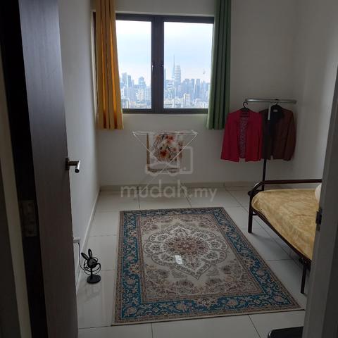 1 single bed, clothes rack, hanging clothes stand, 1 box container. 1