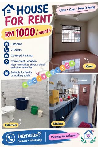 Single storey terraced house for rent 1