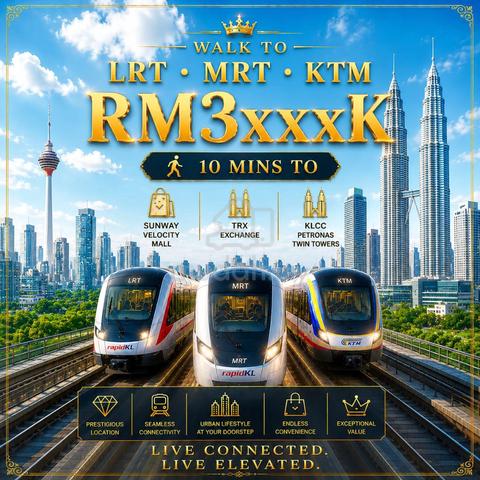 Dual Key!【Only One Link to LRT MRT KTM】Month1.5K@Near Midvalley,Cheras 1
