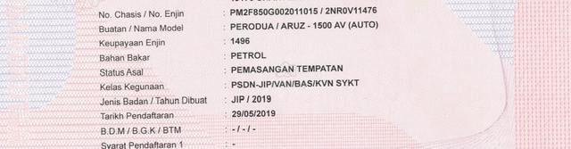 2019 Perodua ARUZ 1.5 AV (A) ADVANCE - 2