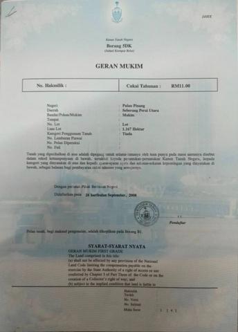 Tanah Bendang 2.88 Ekar Lahar Tiang, Kepala Batas SPU 1