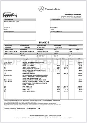 2018 Mercedes Benz GLA250 2.0 FULL SERVICE RECORD - 2