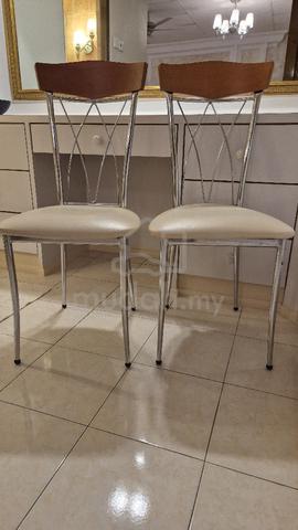Elegant Chrome & Wood Design Dining Chairs - photo 3 of 4