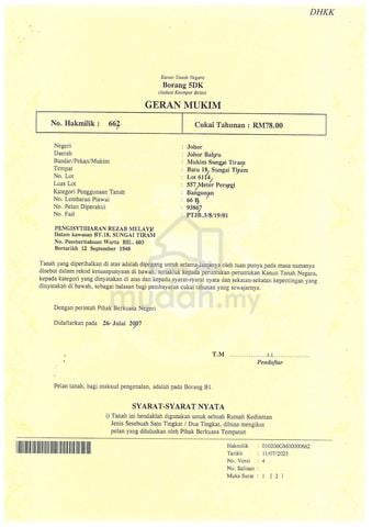 Johor Ulu Tiram Residential Freehold Land For Sale 1
