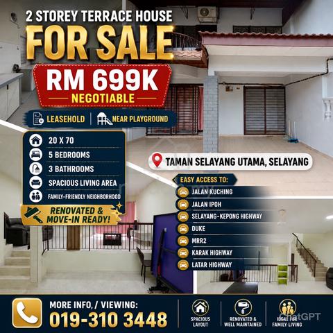 5 Room 3 Bath 2 Storey house@Selayang Utama For Sale 1