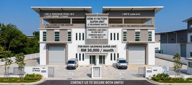 ADJOINING UNITS New Semi-D Factory @ Saujana Teknologi Park,Rawangg 1