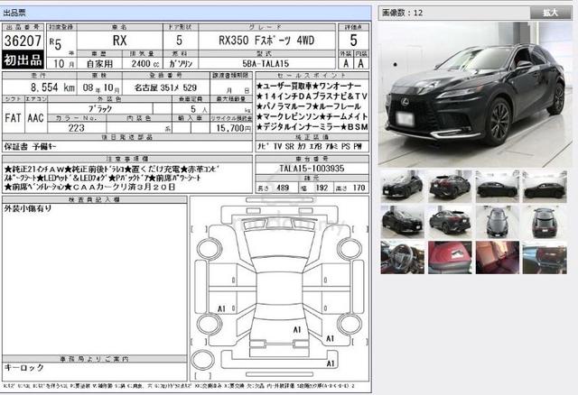 2023 Lexus RX350 2.4 F SPORT Mark Levinson 8kKm 5A - 2