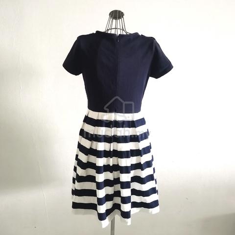 fitted light blue prom dresses Burberry Brit Navy Knit Jersey Dress with Pleat Hem main image 0