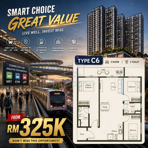 RM 1.4K/ mth ! 1 Stop to Midvalley KL Sentral @ Near KTM MRT | Airbnb 1