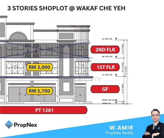 Shop Lot Ground Floor Corner Lot @ Wakaf Che Yeh For Rent 1