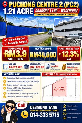 Roi 12% Roadside land Puchong Centre 2 1
