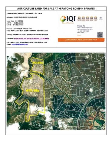 Agriculture Land (Oil Palm Plantation) For Sale at Keratong Rompin Phg 1