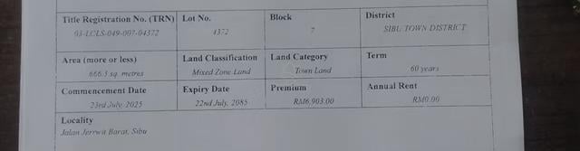Sibu jerrwit land for sales 1