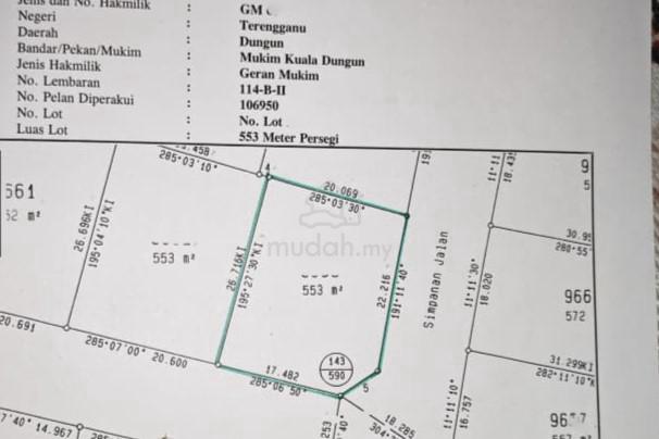 [Corner Lot] Tanah Lot Banglo Kg Alur Rekam, Dungun Untuk Dijual 1