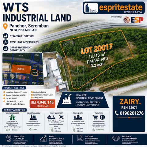 INDUSTRIAL LAND FOR SALE – Panchor Jaya, SEREMBAN, NEGERI SEMBILAN 1