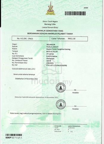 Tanah Utk Dijual, Jalan Waja TPG 1