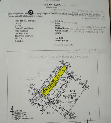 Tanah Tanjung Gading Muar, 200m dari SMK Persisiran Perdana 1