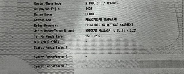 2021 Mitsubishi XPANDER 1.5 (A) SERVICE MITSUBISHI - 2