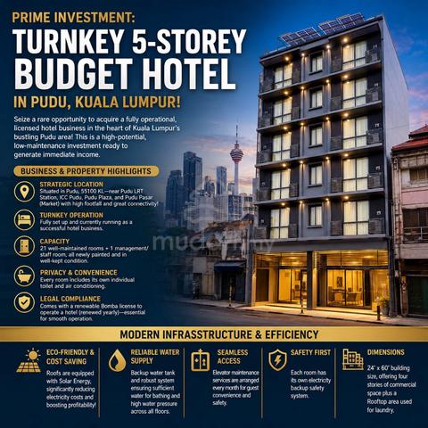 PRIME INVESTMENT: Turnkey 5-Storey Budget Hotel in Pudu, KL! 1