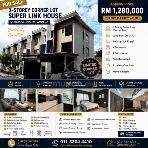 Direct Owner Nassim Heights Ampang End Lot Fully Renovated 1
