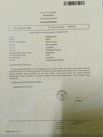 Tanah murah tepi jalan di Saujana, Setiu 1