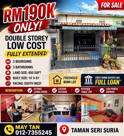 Full loan double storey Low cost/Taman Seri suria 1