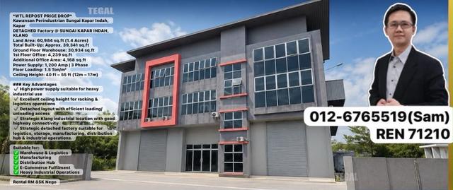 Sungai Kapar Indah Klang Detached Factory For Rent Super Power 1200amp 1