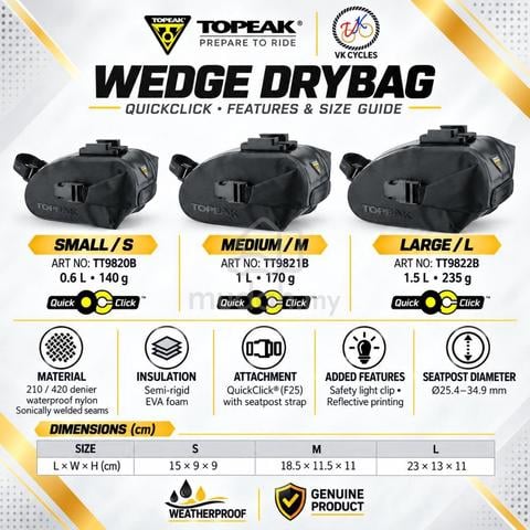 TOPEAK Wedge Drybag Waterproof Bicycle Saddle Bag - photo 4 of 5