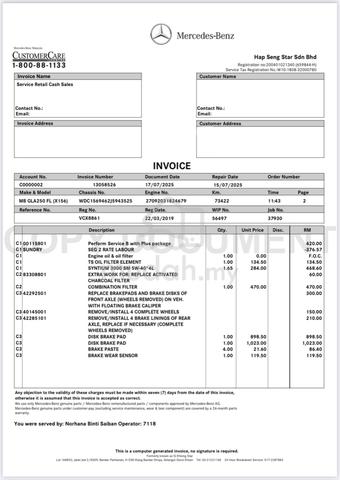 2018 Mercedes Benz GLA250 2.0 FULL SERVICE RECORD - 2