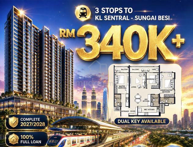 Near KL Midvalley TOD @ Next LRT/MRT 2-3 ROOM - Free Furnish/Cashback 1