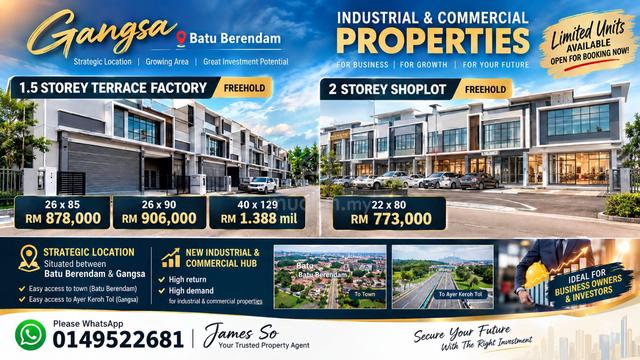 FREEHOLD Factory & Shop in Batu Berendam Gangsa Ayer Keroh Tasik Utama 1