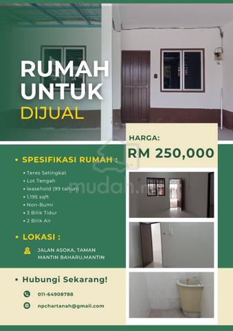 RUMAH MURAH UNTUK DIJUAL🔥- Taman Mantin Baharu, Mantin 1