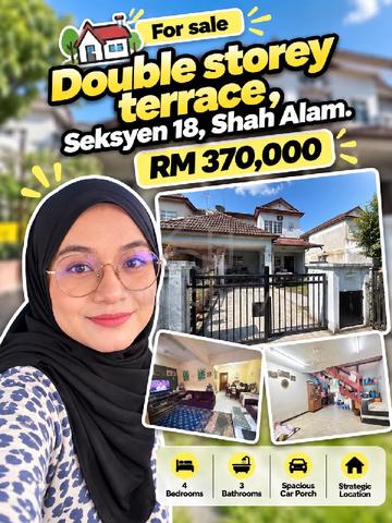 For Sale Double-storey Terrace House Seksyen 18, Shah Alam 1