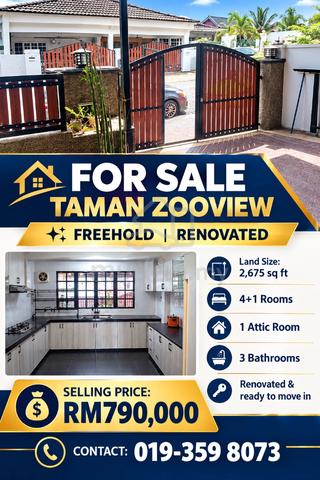 OWNER DIRECT , Taman Zooview, AMPANG, Ulu Kelang, Selangor. Kemensah 1