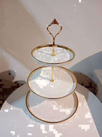 3 Tier Cake Stand, White Gold Color - photo 3 of 3